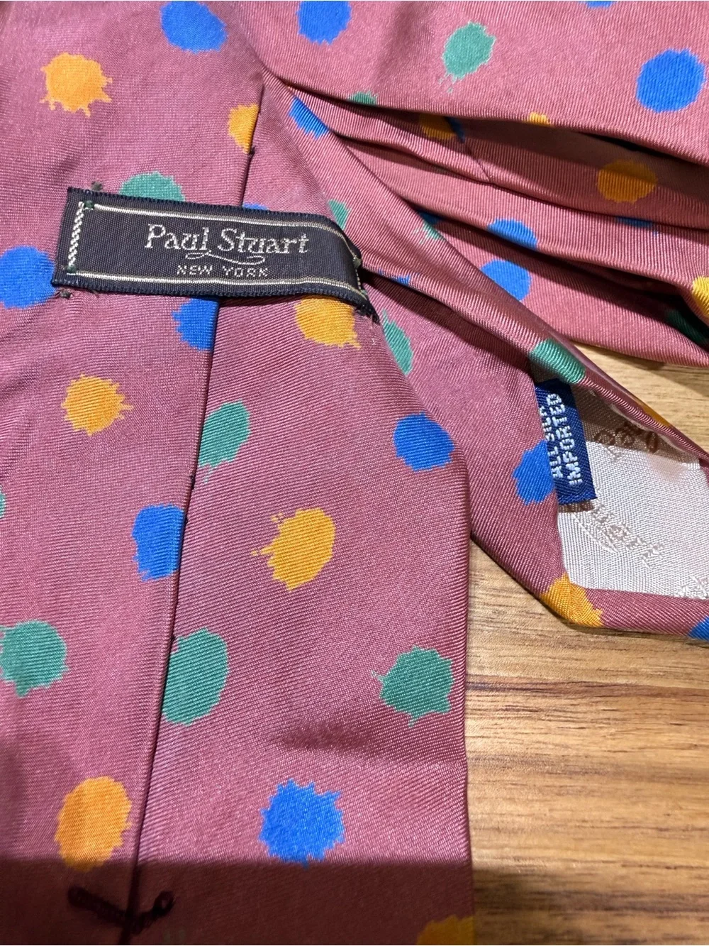 Vintage Men’s Paul Stuart New York 100% silk tie paint splatter dot pattern